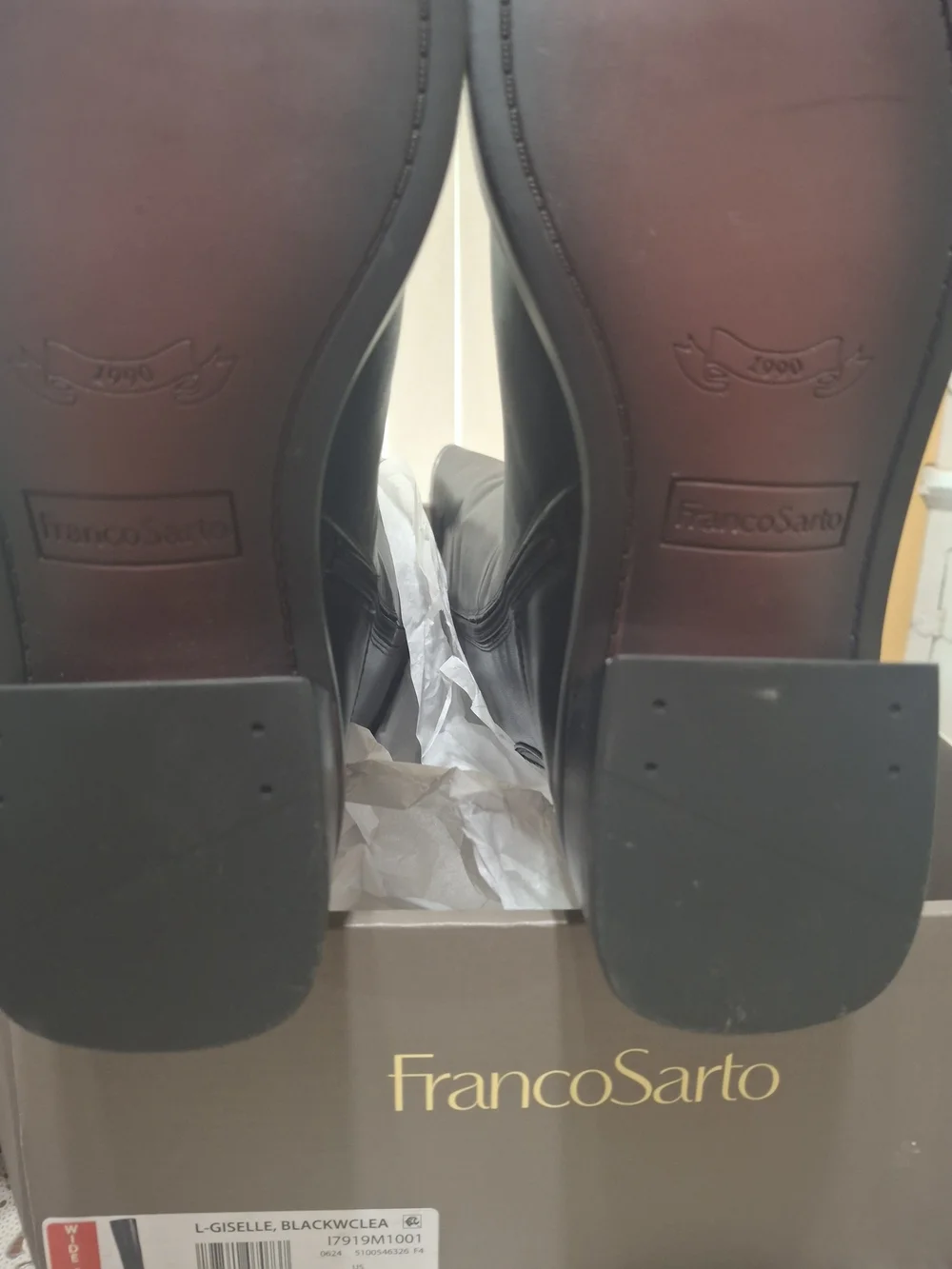 Franco Sarto L-Giselle Black Leather Knee-High Boots Wide Calf.